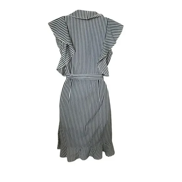 Vintage Elizabeth Crosby Los Angeles Blue/White Striped Summer Dress S - Picture 2 of 9